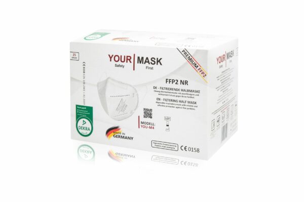YOU-M4 FFP2 NR Atemschutzmaske (5-lagig) | Mit Ohrenband | Farbe: weiß (1)