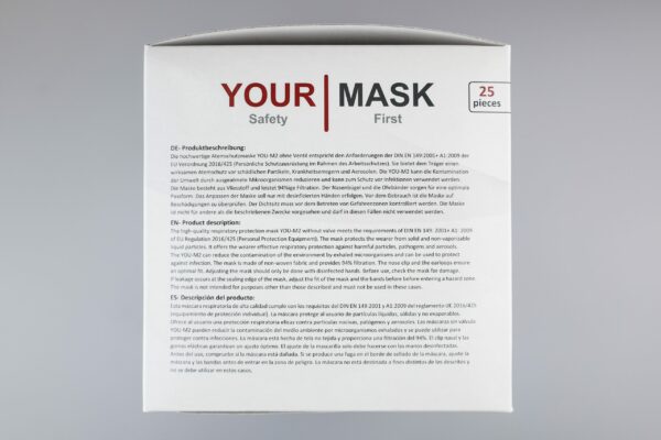 YOU-M4 FFP2 NR Atemschutzmaske (5-lagig) | Mit Ohrenband | Farbe: weiß (7)
