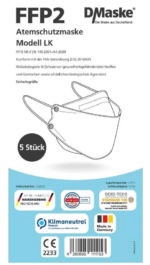 FFP2 Modell LK Luftkaiserin NR Atemschutzmaske (3-lagig) D/Maske | Mit Ohrenband | Farbe: weiß | 3