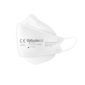 FFP2 Modell LK Luftkaiserin NR Atemschutzmaske (3-lagig) D/Maske | Mit Ohrenband | Farbe: weiß