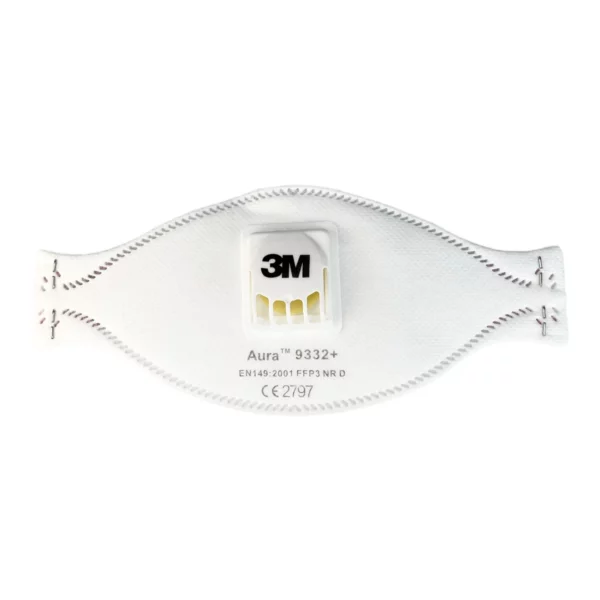 3M AURA | FFP3 Atemschutzmaske NR | Modell 9332+ | Mit Ausatemventil | Farbe: Weiß 1