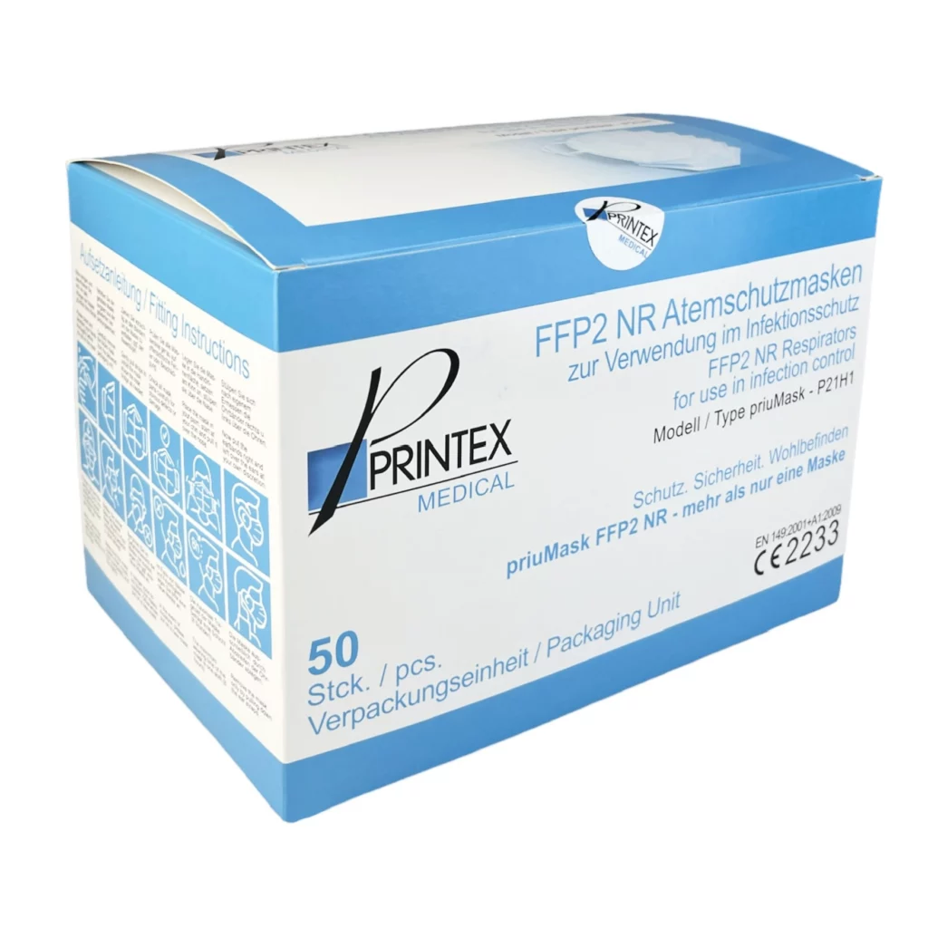 Printex FFP2 Atemschutzmaske (5-lagig) Medical priuMask P21H1 VPE 50 Stück