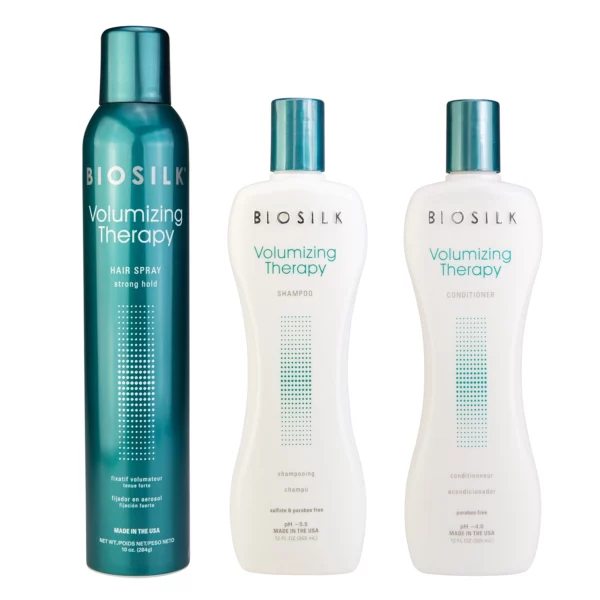 BIOSILK | Volumizing Therapy | 3er Set aus Shampoo 355 ml + Conditioner 355 ml + Hair Spay 284 g
